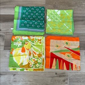 Lot of 4 vintage funky fun spring color scarves